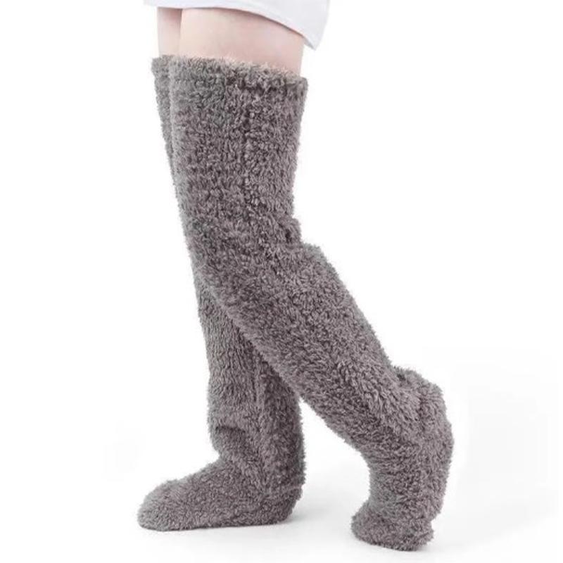 Over Knee High Fuzzy Long Socks Plush Stockings Leg Warmers Winter Home Sleeping Socks Keeping Warm Socks Christmas Gift