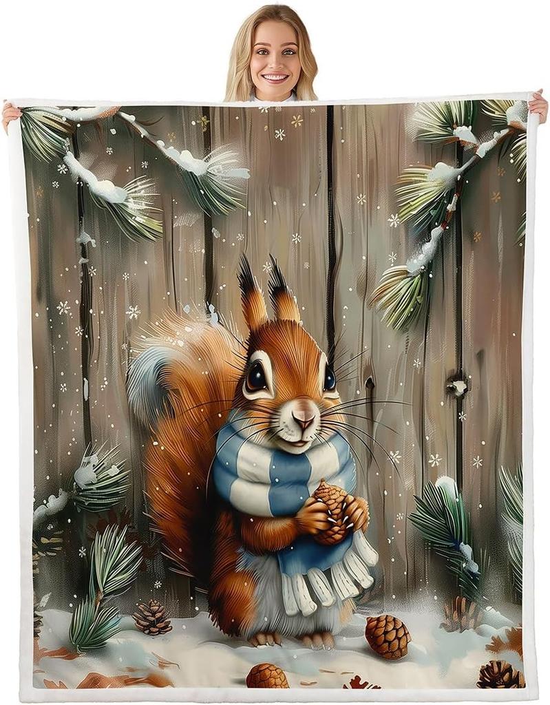 Christmas Throw Blanket Watercolor Red Truck Decor Fleece Blanket for Kids Teens Adults Green Xmas Trees Yellow Polka Dots Fuzzy