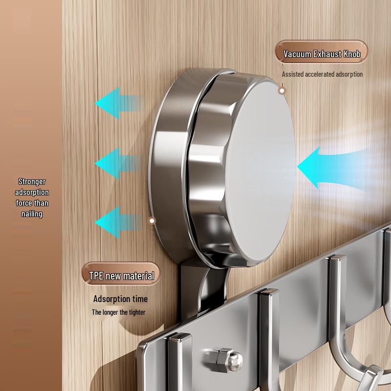 Suction Cup Over-the-Door Hook Rack - Strong Load-Bearing, No-Drill, Wall-Mounted Coat and Hat Hooks for Bathroom.