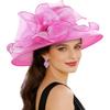 DRESHOW Damen Organza Hut Kirchenkappe Hüte Ausverkauf Kentucky Derby Cocktail Teeparty Hochzeit Blumenhut mit breiter Krempe