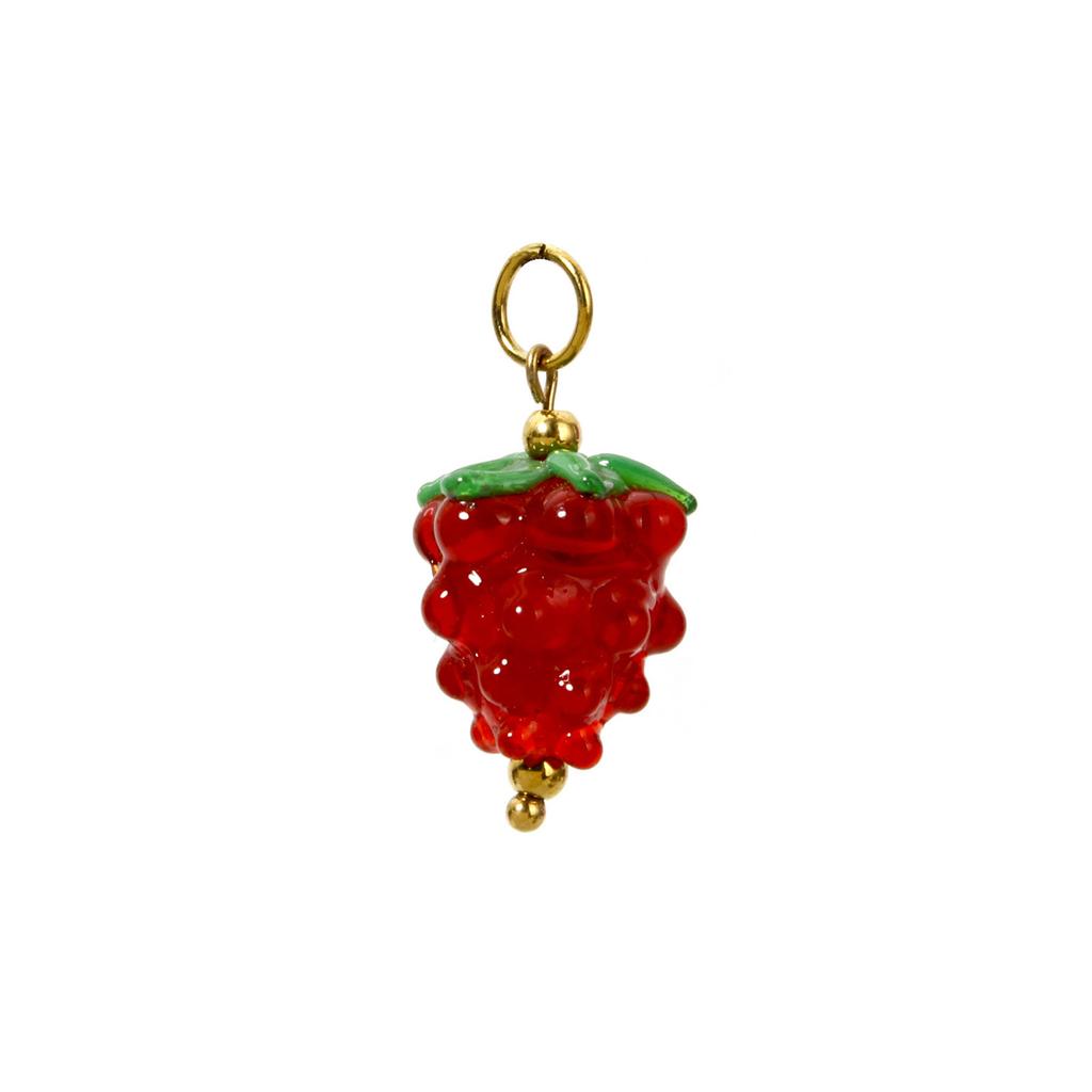 304 Stainless Steel Lampwork 3D Fruit Charms Strawberry Flora Grape Porcelain Pendant For DIY Necklace Bracelet Making, 1 Piece