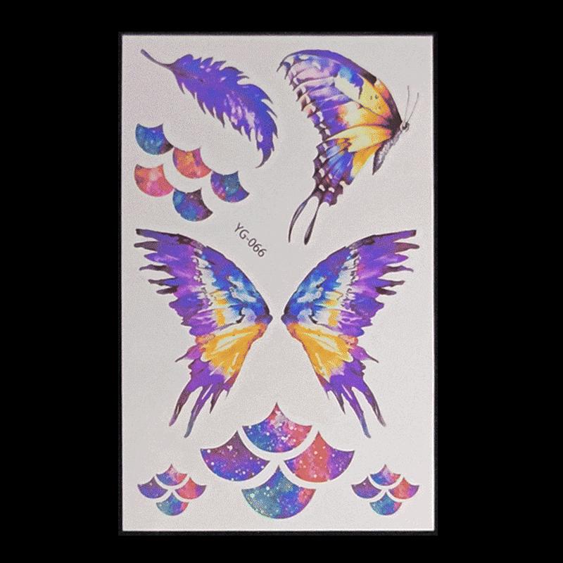 's New Fluorescent Butterfly Tattoo Sticker Music Festival KTV Concert Party Disposable Waterproof