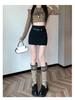 Women's High-Waist Belted Black A-Line Skirt - Sexy Summer Style