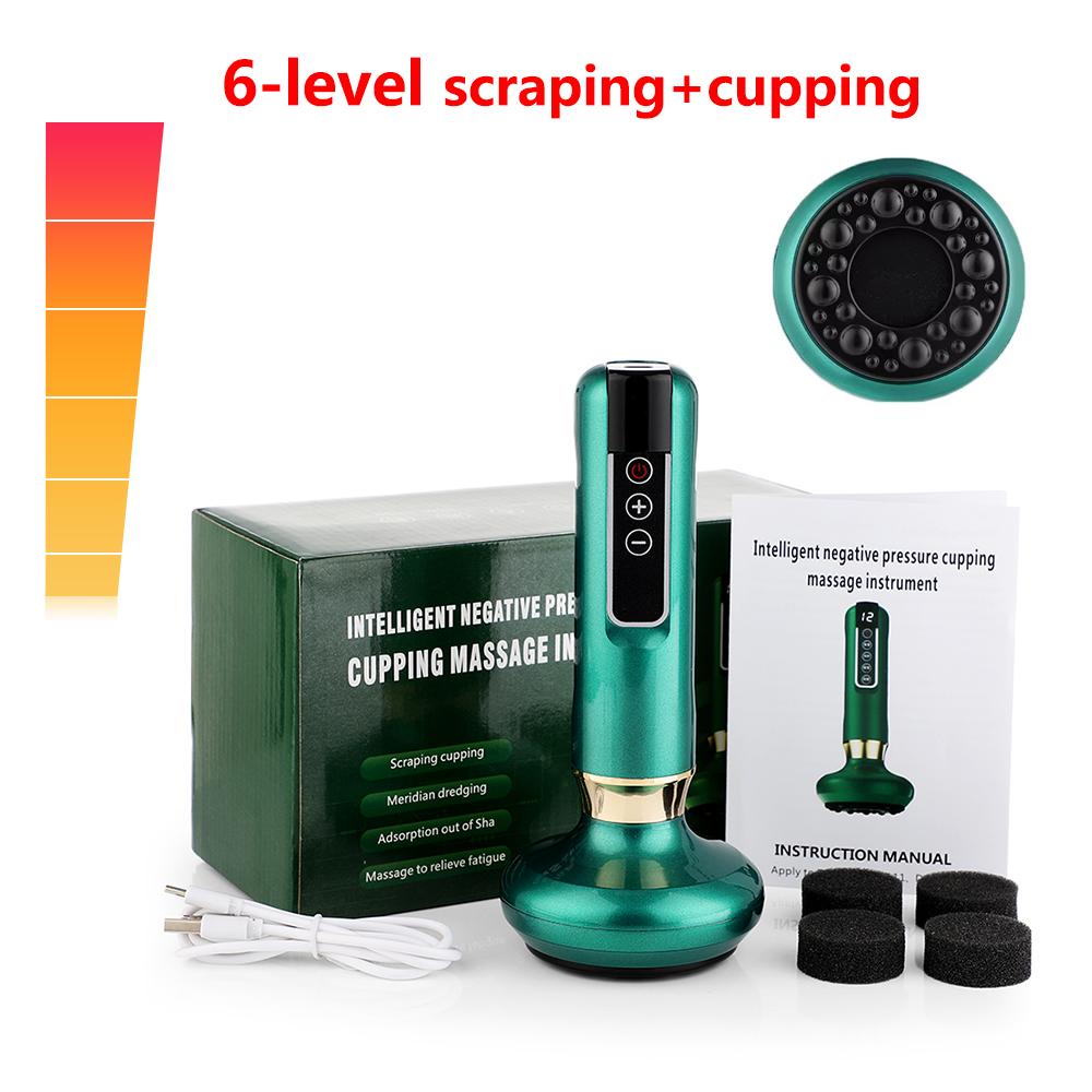 Durable And Safe 12/6 Levels Intelligent Cupping Massager Negative Pressure Infrared Heating Wireless Scraping Apparatus Dredge Meridian Relax