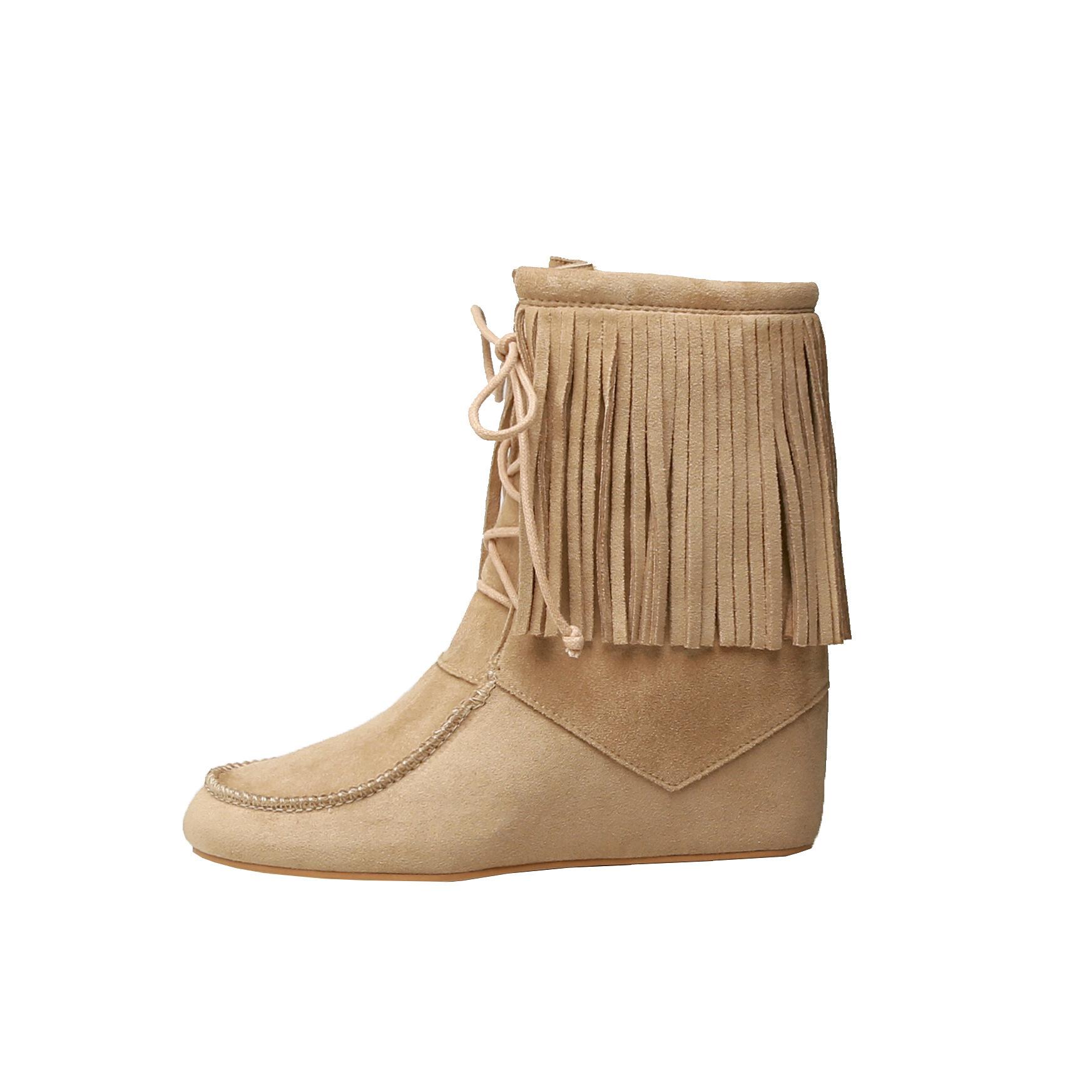 Винтажные Модные Сапоги Зимние Коричневые Сапоги Maillard Замшевые Повседневные Сапоги 35