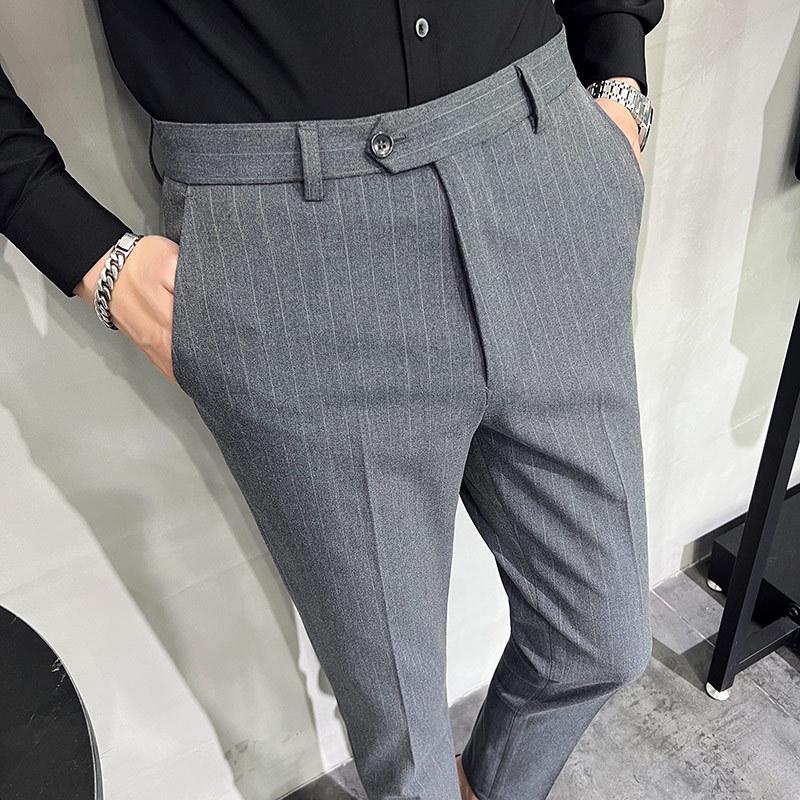 

Мужские полосатые приталенные брюки для платья 2022 года - Повседневные и профессиональные больших размеров DK9962-P75 31