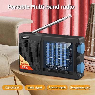 Mini FM AM SW Radio Draagbare Meerbandsradio Ontvanger Ingebouwde Zeer Magnetische Luidspreker Ondersteunt 3.5mm Headset Dubbele Voeding