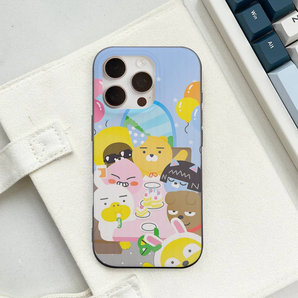

Cartoon K-KAKAO CUTE F-FRIENDS Soft Corrugated Phone Case For IPhone 11 12 13 14 15 16 17 Pro Max Plus Pro Shockproof Cover iPhone 17