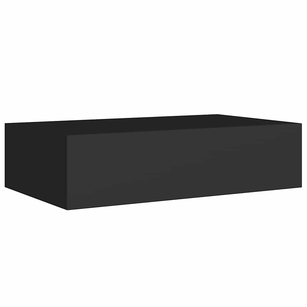 Vidaxl Półki Ścienne Z Szufladą, 2 Szt., Czarne, 40X23,5X10 Cm, Mdf