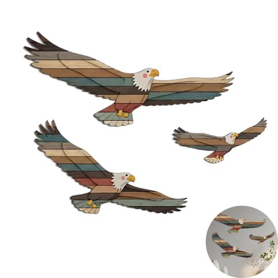 3Pcs Wooden Eagle Wall Decoration Eagle Pattern Wall Hanging Art Vintage Decor for Beach House Bedroom Living Room Nautical Wall Ornaments