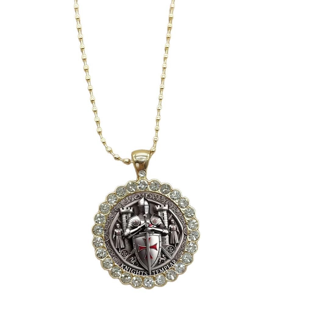European and American New Shield Round Necklace, High-end Light Luxury Fashion Bead Chain Jewelry