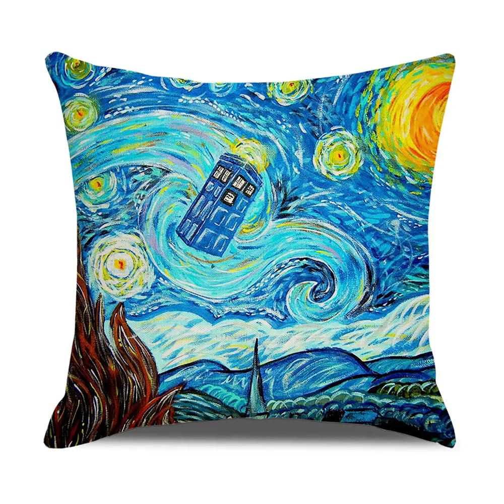 Vintage Art Cushion Cover Van Gogh Oil Painting Pillowcase Living Room Sofa Decoration