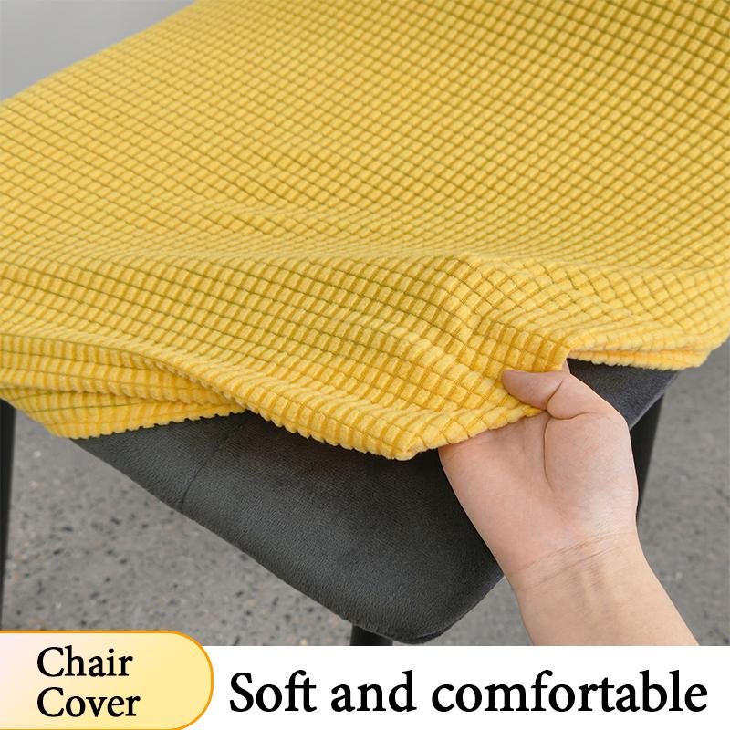 Solid Color Chair Cover Thickened Elastic Minimalist Dining Seat Cover Removable Washable Chair Slipcover Anti-dirty All Season