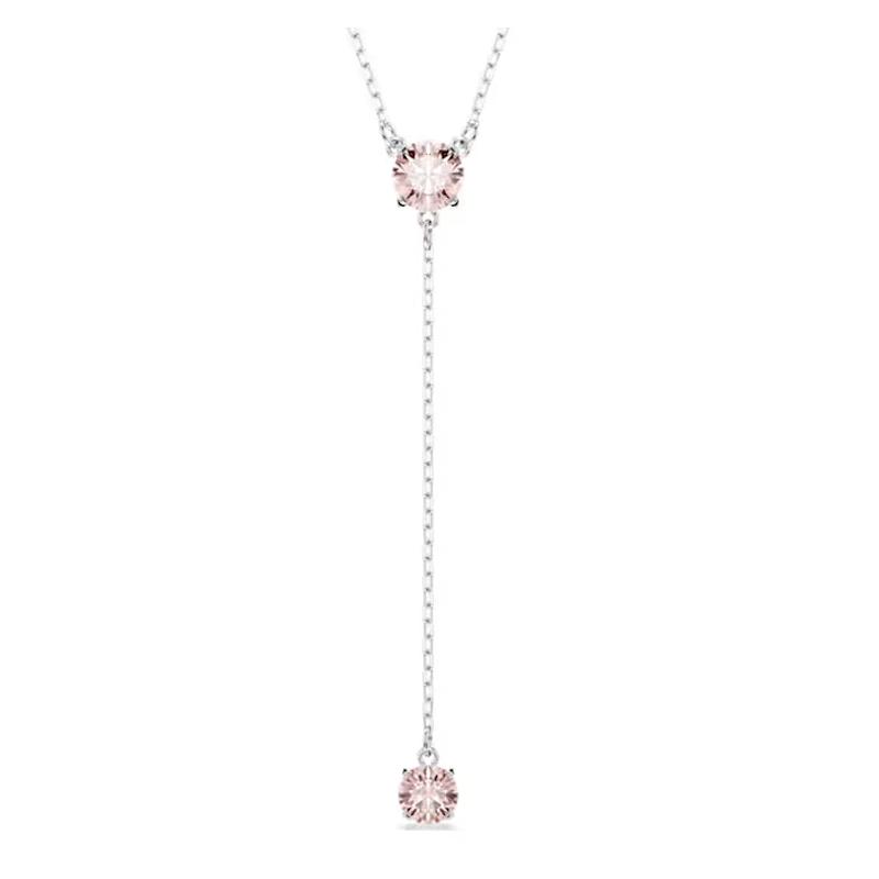 Swarovski Attract Logo Crystal Rhodium Plated Necklace Women s Pink 5723570