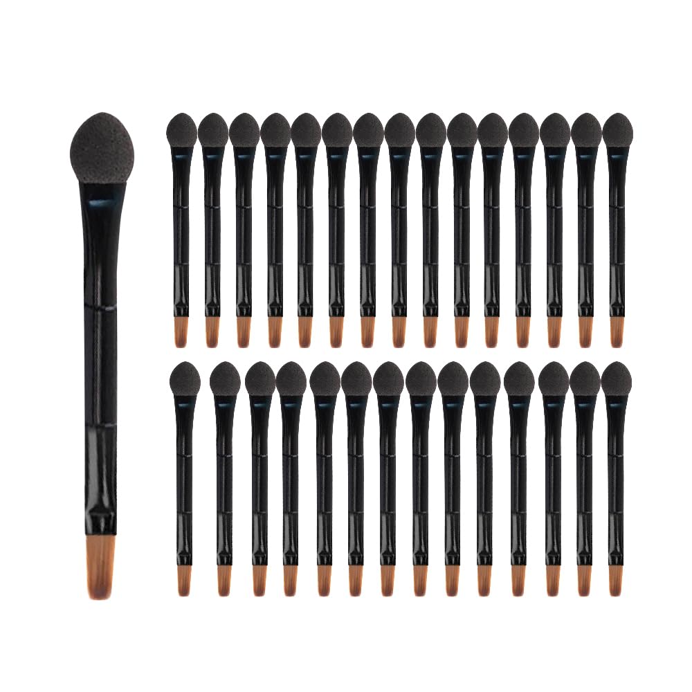 30pcs Disposable Eyeshadow Applicators, Lip Brush Lip Liner Brush Makeup Cosmetic Tool for Eyeshadow Lipstick, Black