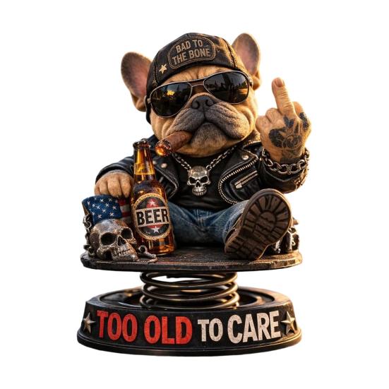 

Funny Shaking Head Bulldog Figurine with Spring Base Cool Dog Sculpture Car Dashboard Ornament for Home Office Decor коричневый