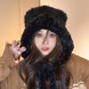 Sweet and Cute Little Bear Ears Fluffy Hat for Women Travel Warm Big Head Ear Protection Hat for Head Hat Trendy
