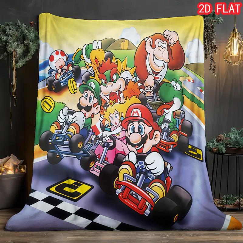 Super Mario Inspired Flannel Blanket Warm Cozy Throw Ideal Gift for Game Fans Kids Friends THW