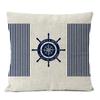 Home Decorative Navigation Blue Compass Anchor Pillow Cover Nautical Shell Fish Linen Pillow Case Mediterranean Cushion Cover