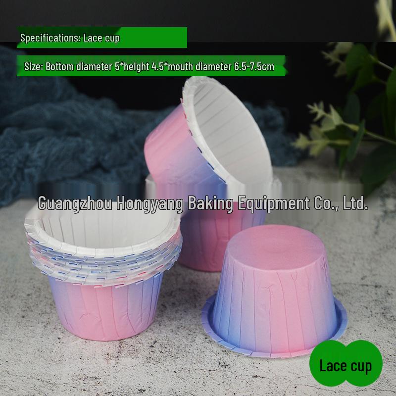 Blue High-Temp Resistant Lace Cupcake Cups for Baking and Dessert Trays