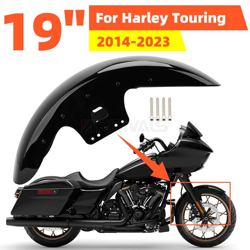 Motorcycle Steel Front Fender Mudguard Cover Protector Splash Gloss Black For Harley Touring Road King Street Glide 2014-2023