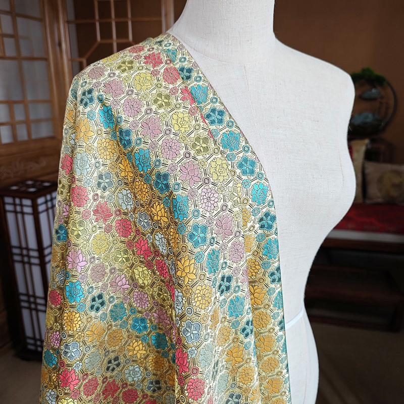 Embossed Jacquard Fabric White Beige Goldfish Design Sewing Material Cheongsam Dress Party Garment Wide 150cm Sold By Meter