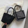 PU Sparkling Square Bag Classical Bucket Handbag Simple Bright Rhinestone Shoulder Bag  Outdoor