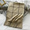 Versatile Winter Plaid Imitation Cashmere Scarf for Girls Warm Tassel  New Style Shawl for Boys