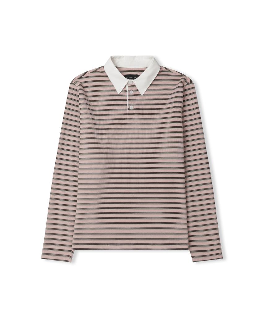 Ledeoli Multi-Stripe Oversized Rugby Shirt [Pink]