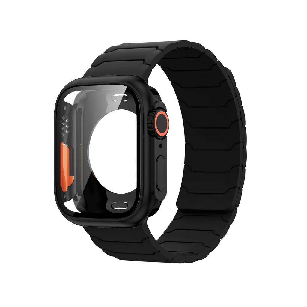 Fodral+Armband För Apple Watch Band 45mm 44 41 42 40mm Silikonarmband för Iwatch Serie 3 4 5 6 Se 7 8 9 10 Byt till Ultra Case