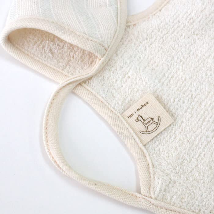 Tenimuho Slub Gauze Organic Made In Baby Bib with Baby Shower Gift for Boys and May Thin Striped Bib Bib, Large, Cotton, Japan, Drawstring, Cotton,