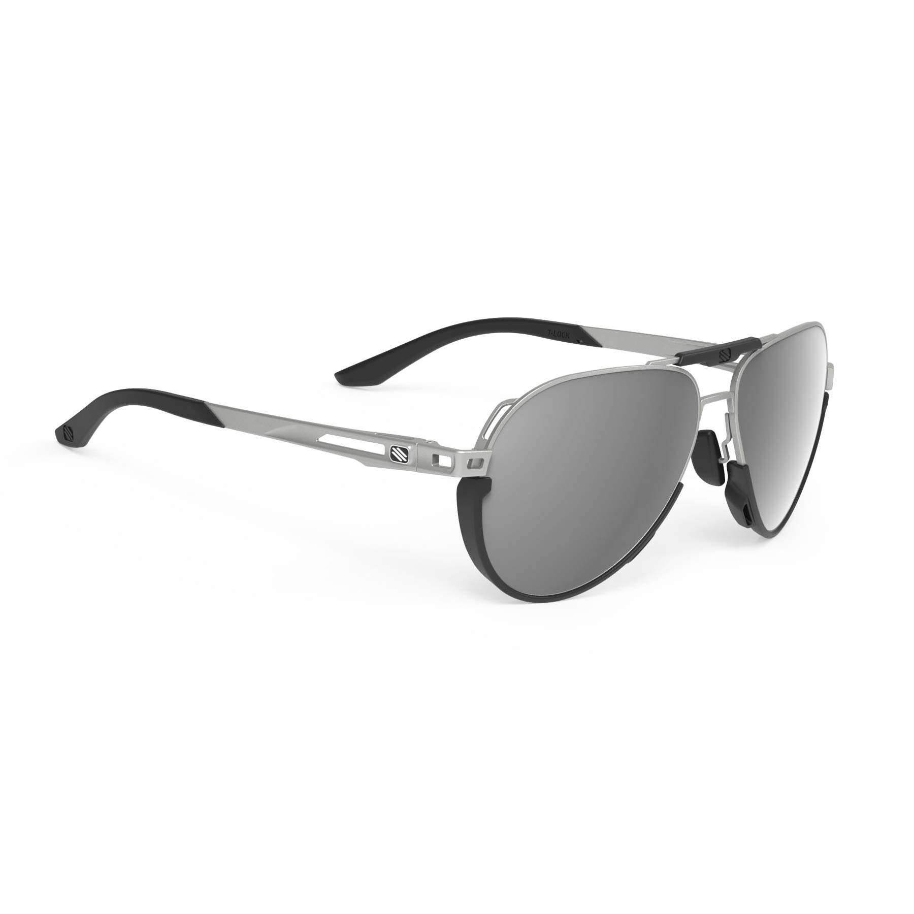 RUDYPROJECT SKYTRAIL Matte Aluminum Black Lens Bridge Temple 48mm Sunglasses, Frame/Laser Lens, Width 58mm, Width 14mm, Length 130mm, Height