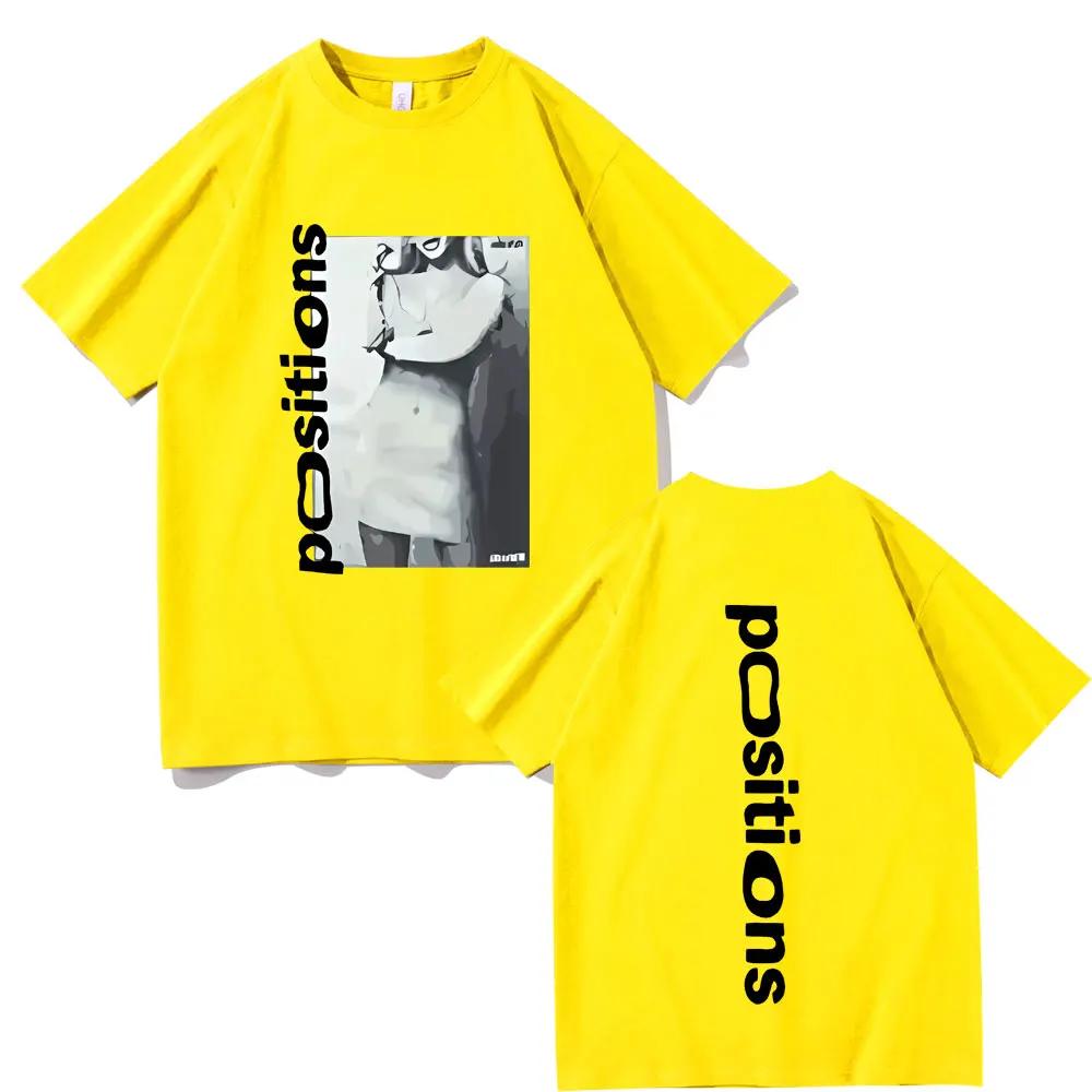 Letní pánské tričko s potiskem alba Ariana Grande positions, ležérní, 100% bavlna, trendy oblečení s krátkým rukávem