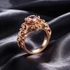New gold-plated pink zircon lady engraved exquisite pattern luxury niche finger