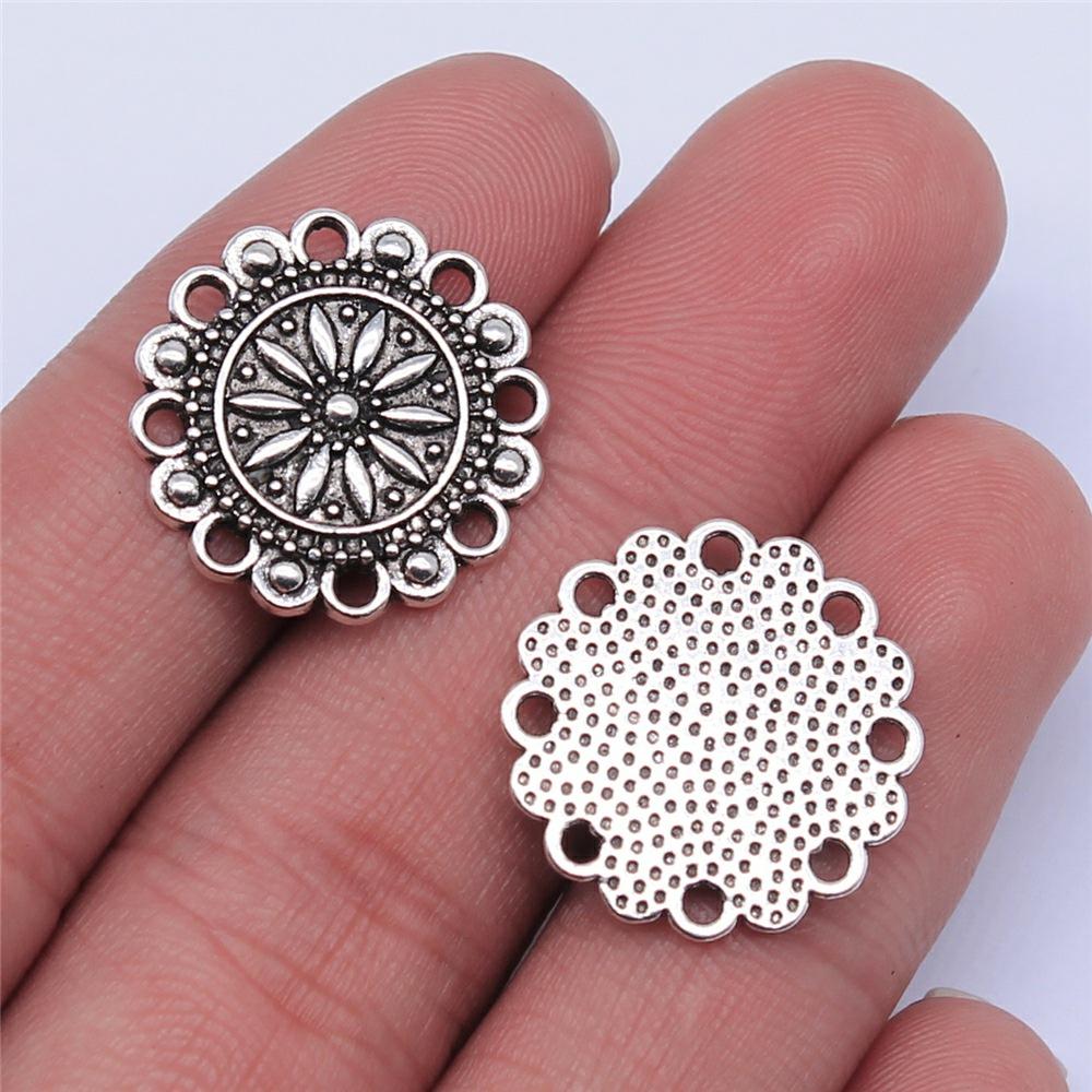 10pcs Charms Motif Antique Silver Color Motif Pendant Charms Flower Charms For Jewelry Making