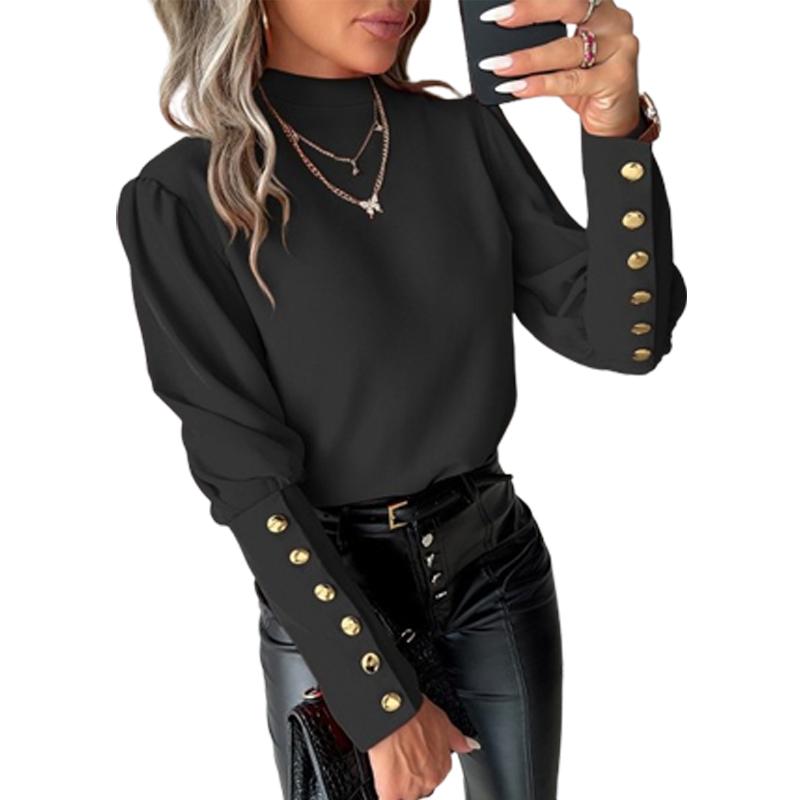 

Весенний женский повседневный пуловер с сексуальным кружевом на спине и ажурной строчкой, дизайнерская офисная рубашка для пригородных поездок, модная рубашка с длинным рукавом и пуговицами S чёрный