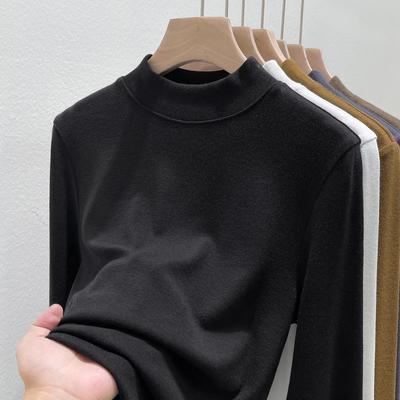 Small Stand-up Neck Bottoming Shirt with Stacked Top Inside, Summer New Basic Versatile Slim-fitting Long-sleeved T-shirt for Women