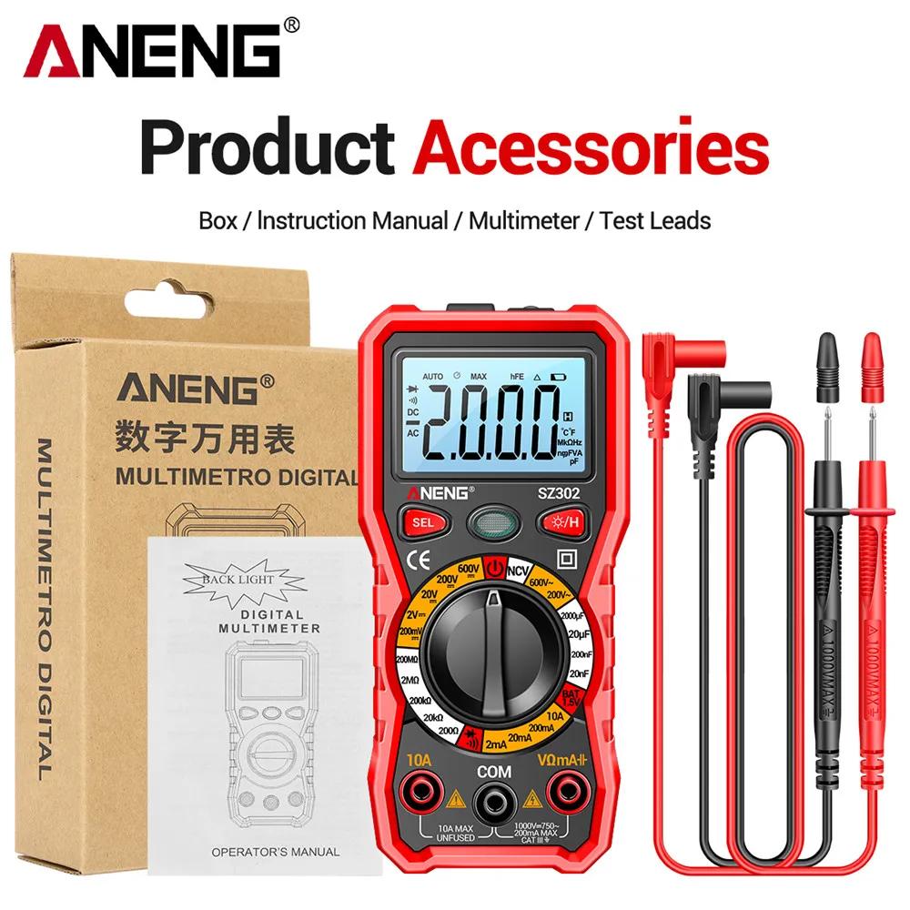Digital Multimeter AC/DC Votage Current Automatic Tester ANENG SZ302 NCV Detector Resistance Ohm Ammeter Capacitance Meter