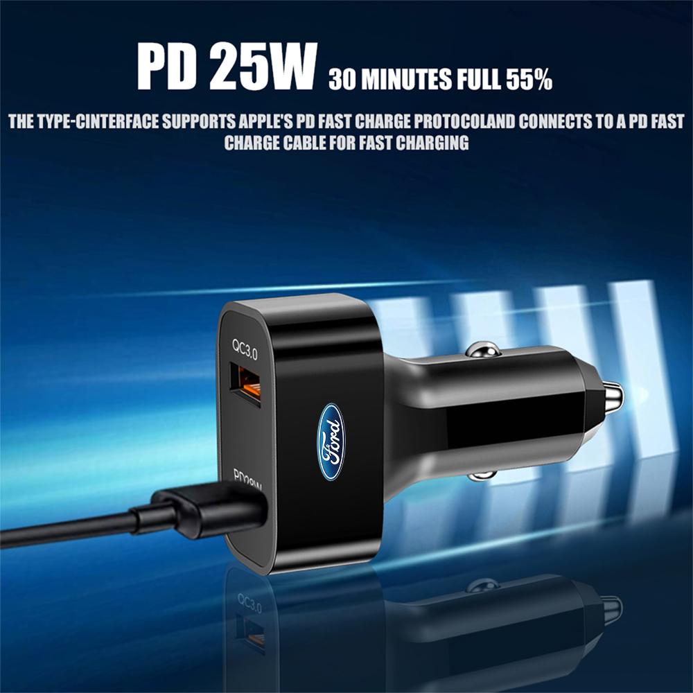 For Ford Shelby Focus Kuga Mustang STRACING Mk3 Mondeo Fusion Car Smart Phone Fast Charger Data Cable GPS Ipad Adapter Accessory