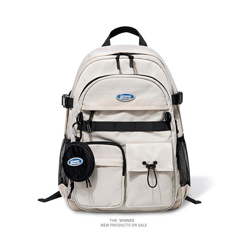 Original White Computer Double - Shoulder Backpack for College Girls, High School and Junior High School Students