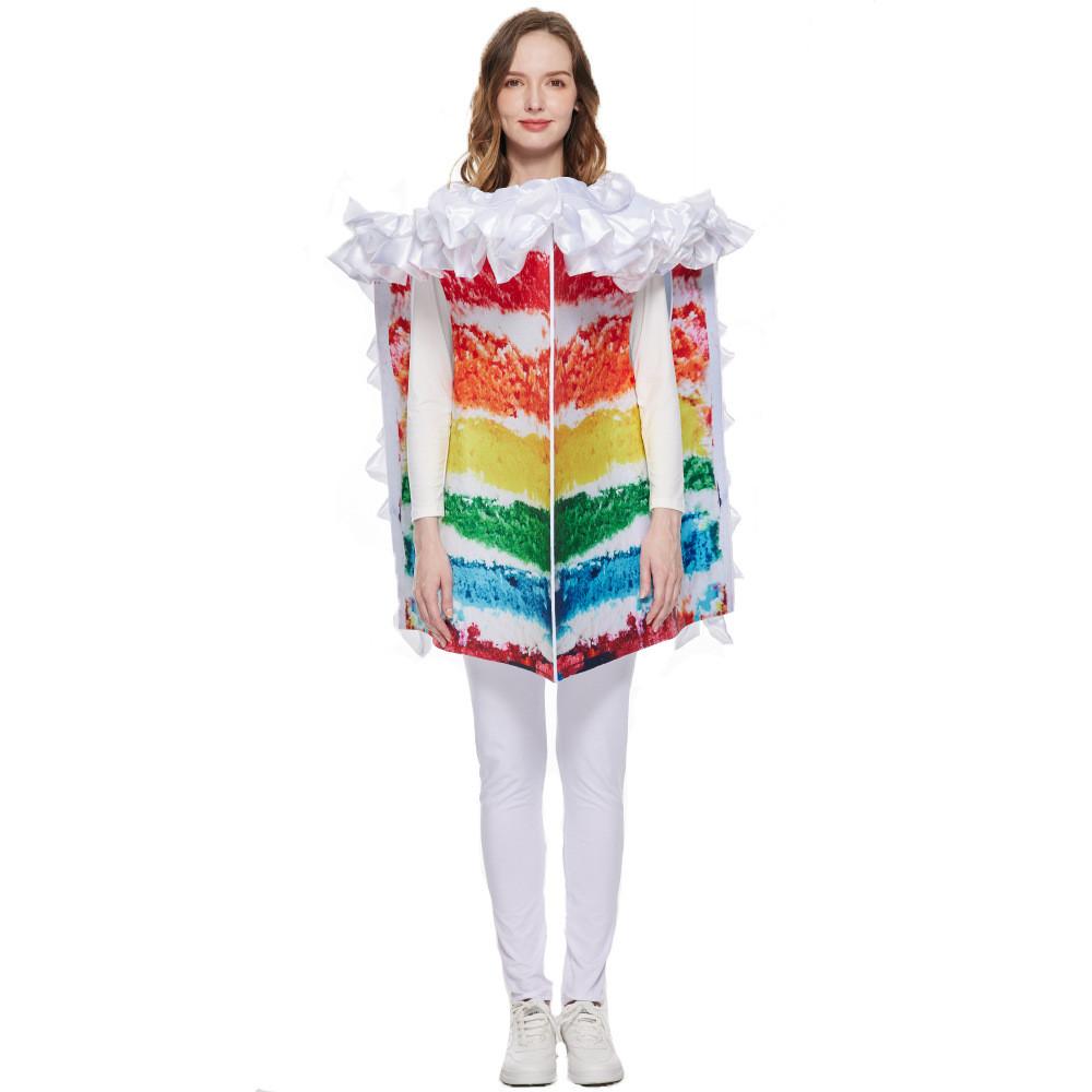 Vibrant Cream Layered Cake Cosplay Costume Unisex Rainbow Themed Outfit For Parties