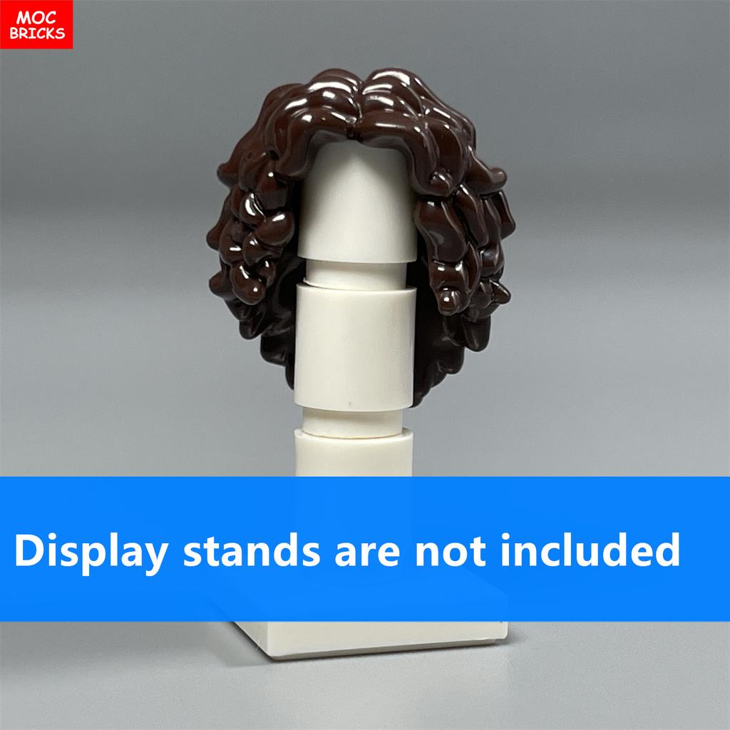 10pcs MOC Bricks 4cm Figure Wear Woman Female Curly Hairs Princess Hair Assembled Building Blocks Accessories Children's Toy