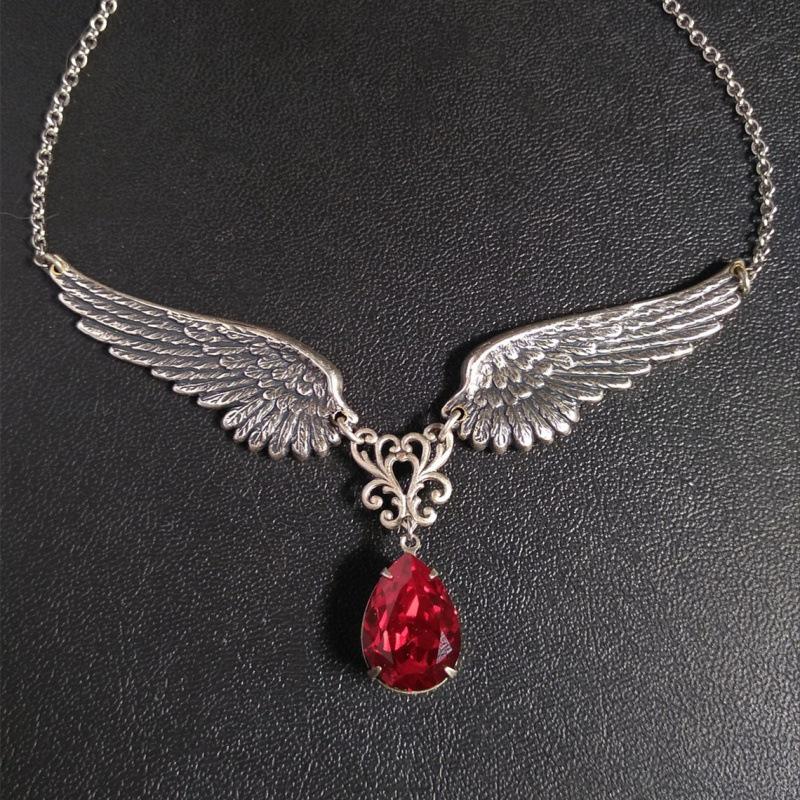 Gothic Black Angel Wings Pendant Necklace: Stylish Guardian Gift for Her ожерелья