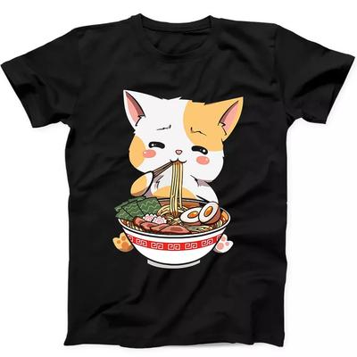 Ramen Katze Anime Kawaii Neko Niedlich Japanische Nudel Geschenk T-Shirt Schwarz 17