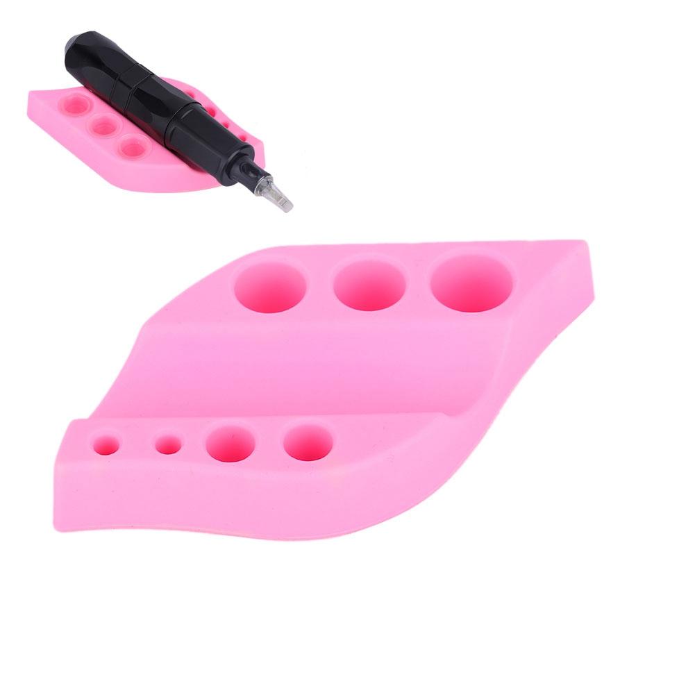 Multi functional Silicone Microblading Pen Rack Tattoo Ink Pigment Cup Holder Stand Pink