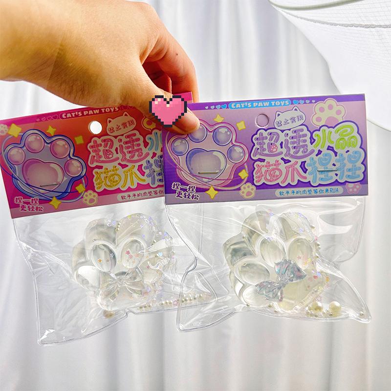 Cute Super Transparent  Cat Paw Squeeze Toys Slow Rebound Decompression Toy Kids Sensory Toys