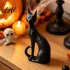Black Cat Statue Abstract Witch Figurine Resin Statue Gothic Heavy Duty Crafts Ornament Halloween Tabletop Decor for Home Mantel Office Desk Retro