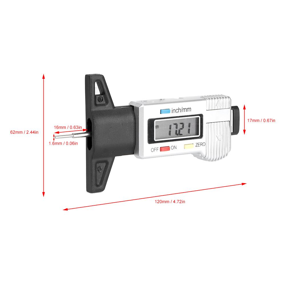 Wheel Thread Depth Gauge 0~25.4mm1in Car Tyre Thread Depth Meter for Multiple PurposeWhite