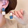 Geometric design blue square earrings light luxury high-end earrings versatile temperament stud earrings new fashion earrings