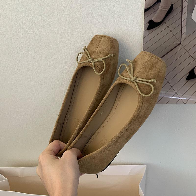Fashion New Fashion Butterfly-Knot Women Flats Slip On Shoes Female Square Toe Footwear Shallow Ladies Flats With Shoes